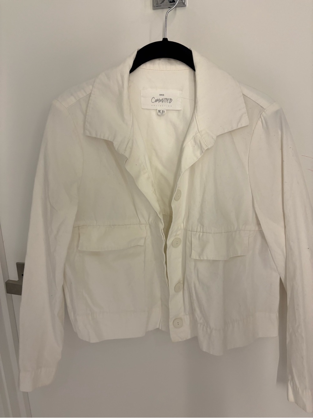 Mango Off-White Cropped Utility Jacket